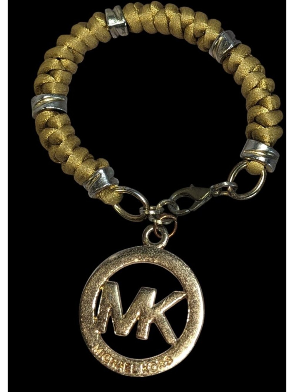 Michael Kors Gold-Tone Rope Bracelet With 1 1/4 Inch MK Charm